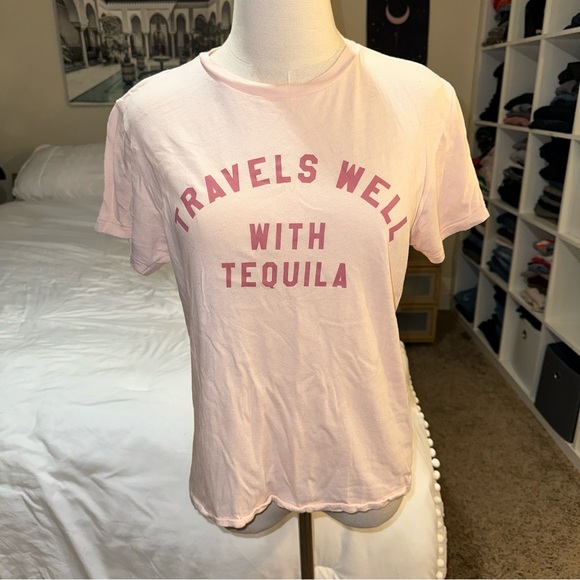 Wildfox | Travels Well With Tequila Crewneck Short Sleeve Jersey Keke Tee Shirt - Picture 2 of 12